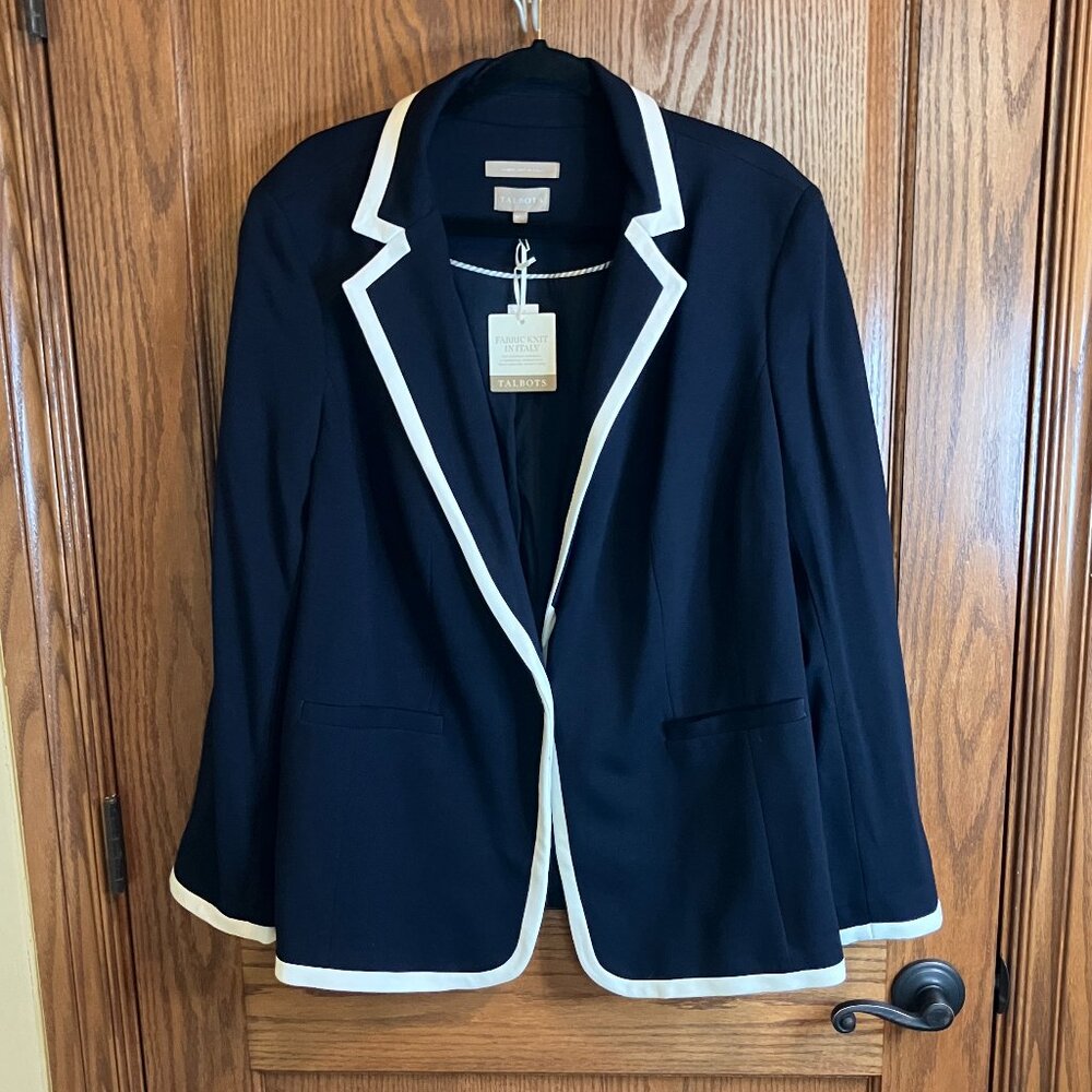 Talbots Navy & White Blazer Size 14W